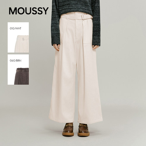 MOUSSY 春季新品复古灯芯绒软糯阔腿休闲长裤女028IAA31-1021