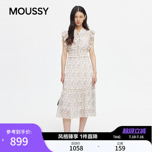 MOUSSY2026夏季新品法式田园碎花气质无袖连衣裙028JSC33-1033