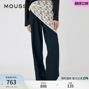 褲 6801 新品 MOUSSY 兩件套蕾絲西裝 女010ISH31 2025夏季 垂感休閑褲