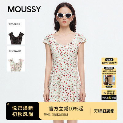 MOUSSY 2026夏季新品法式少女小飞袖收腰碎花连衣裙028JSA33-1032