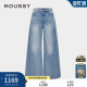 春季 028ISA11 新品 棉质牛仔裤 1641 复古时髦水洗阔腿裤 MOUSSY