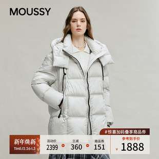 羽绒服028IAC30 MOUSSY 奶油泡芙抽绳连帽中长款 新品 1113 2025秋季