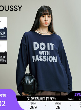 MOUSSY 春春新品美式复古字母印花圆领长袖T恤028IAB90-1014