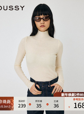 MOUSSY 冬季新品简约基础款多色高领修身针织衫010HAS80-9341