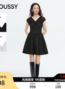 【明星同款】MOUSSY2026夏季新品森系V领收腰连衣裙028JSZ33-1020