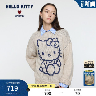 010IAF01 HELLO 圆领毛针织衫 8081 KITTY联名春春新款 MOUSSY