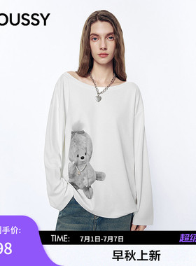 MOUSSY&Monchhichi合作款 2026夏季新品慵懒露肩T恤028JSZ01-1001