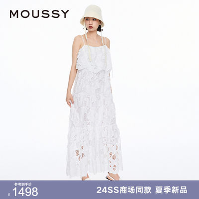 MOUSSY南法度假风吊带蕾丝连衣裙