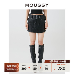 摇滚风半身裙皮裙028HSZ30 新品 0541 春季 MOUSSY