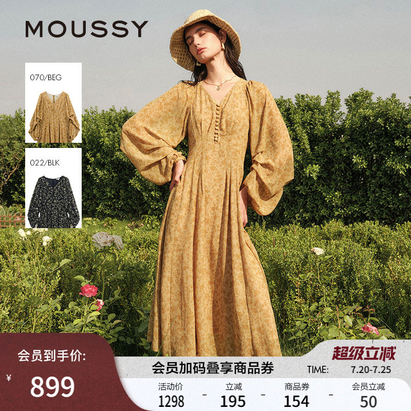 MOUSSY 春夏新品南法度假风碎花气质浪漫连衣裙028ISX33-3711