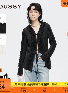 MOUSSY 早春新品甜美风荷叶边绑带衬衫外套女028IAA30-1016
