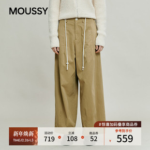 028IAC31 MOUSSY2025秋季 阔腿长裤 休闲风纯色简约时尚 1029 新品
