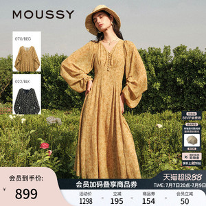 MOUSSY 春夏新品南法度假风碎花气质浪漫连衣裙028ISX33-3711