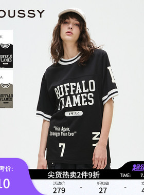 MOUSSY 春季新品街头篮球风字母印花短袖T恤女028ISA90-2001