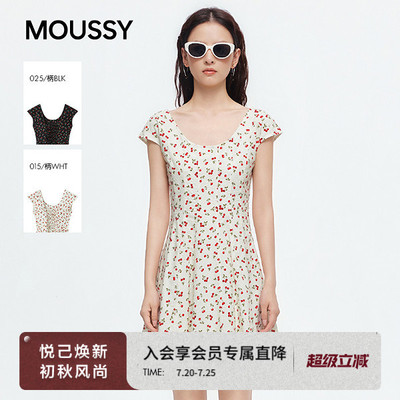 MOUSSY 2026夏季新品法式少女小飞袖收腰碎花连衣裙028JSA33-1032