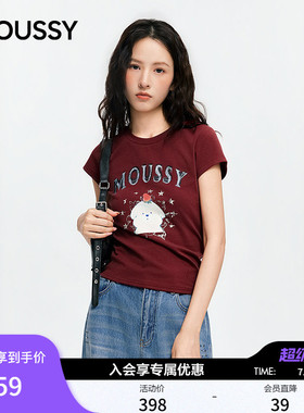 MOUSSY潦草小狗系列2026夏季新品趣味印花短袖T恤女028JSZ01-1011