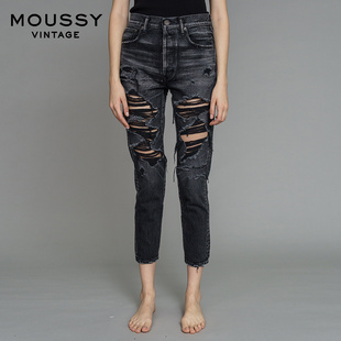 紧身破洞牛仔裤 MOUSSY 夏季 1370 Vintage女装 025DAC11