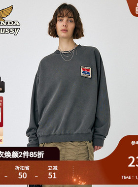 MOUSSY x HONDA冬季新品美式LOGO贴布圆领卫衣010HAL01-7361
