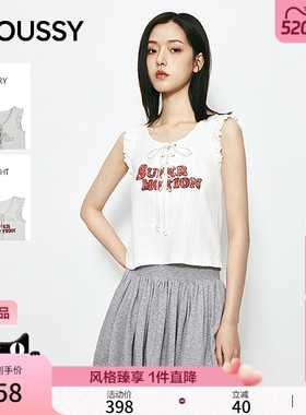 MOUSSY 2026春季新品甜美风字母印花宽松无袖背心028JSA90-1040