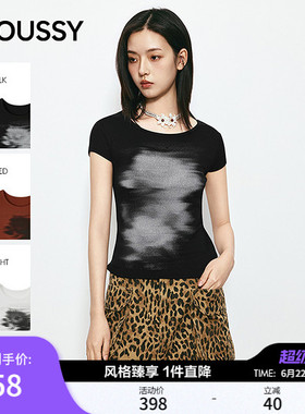 MOUSSY 2026夏季新品清冷风晕染印花修身短袖T恤女028JSA90-1041