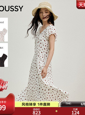 MOUSSY 2026夏季新品法式度假风碎花泡泡袖连衣裙女028JSC33-1024