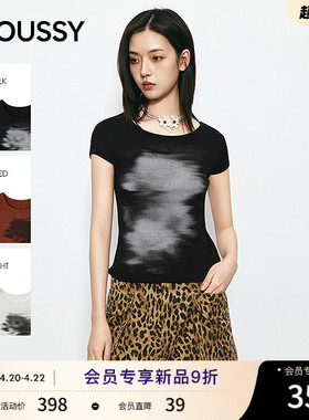 MOUSSY 2026夏季新品清冷风晕染印花修身短袖T恤女028JSA90-1041
