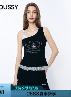 MOUSSY&Monchhichi合作款2026夏季新品蕾丝拼接吊带028JSZ01-1003
