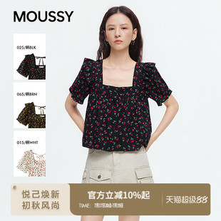 MOUSSY 2026夏季新品日系清新樱桃碎花方领短袖衬衫028JSA30-1090