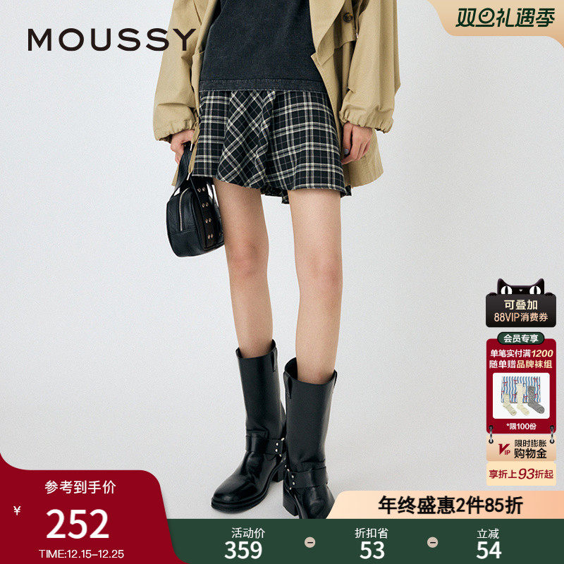 MOUSSY 秋季新品美式复古风blokette格纹半身裙010HAS31-1601