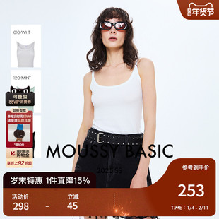 MOUSSY 2025春季新品简约风多色窄肩带小吊带背心女028ISA80-2711