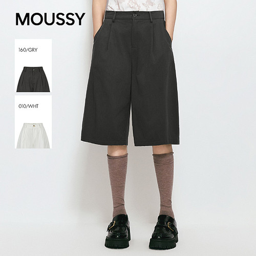 MOUSSY2026春夏新品复古宽松纯棉阔腿薄款休闲短裤028JSC31-1055
