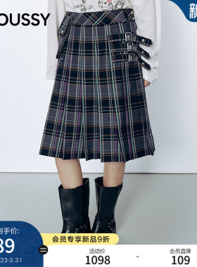 MOUSSY 2026春季新品甜酷复古风格子撞色百褶半身裙028JSA31-1016