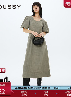 MOUSSY 春季法式优雅甜美泡泡袖系带连衣裙010HS233-0141