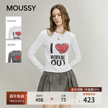 MOUSSY 2025冬季新品爱心涂鸦圆领修身休闲长袖T恤028IAA90-1036