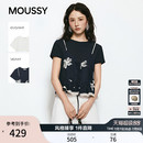 MOUSSY2026夏季新品文艺风两件蕾丝碎花刺绣短袖T恤028JSC80-1027