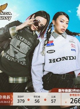 MOUSSY x HONDA 冬季新品做旧LOGO印花长袖T恤010HAL01-4471