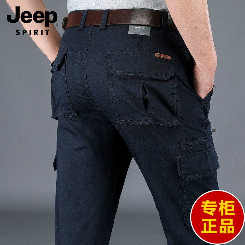吉普官方正品牌多口袋工装裤男装2025年新款春秋纯棉宽松休闲裤子