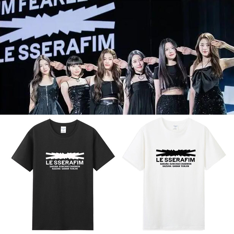 LESSERAFIM组合出道专辑周边应援衣服同款短袖T恤衫男女打歌服棉图片