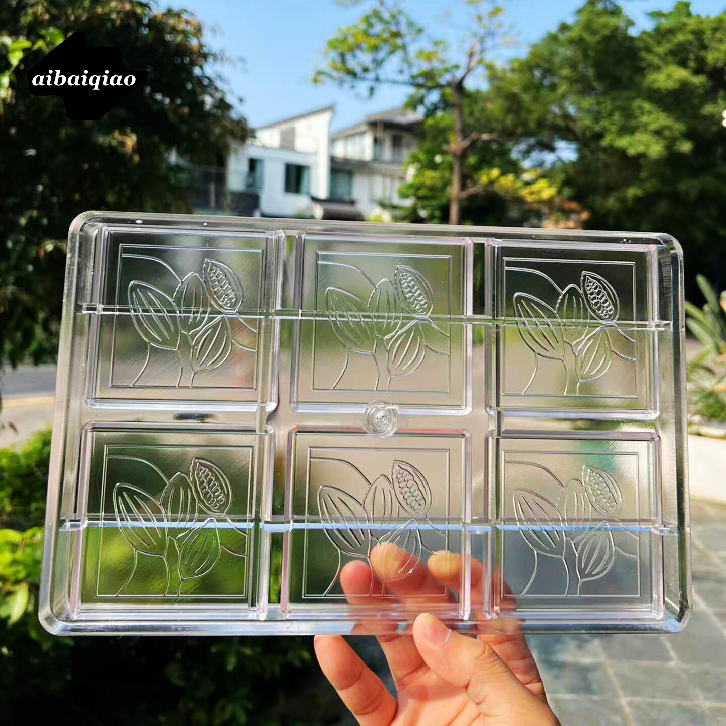 爱百巧 新品 30g 6连可可果方块巧克力模具 PC材质正方形巧克力模