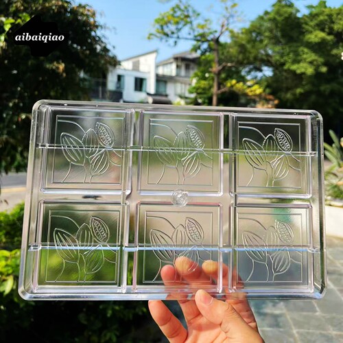 6连可可果方块巧克力模具PC材质