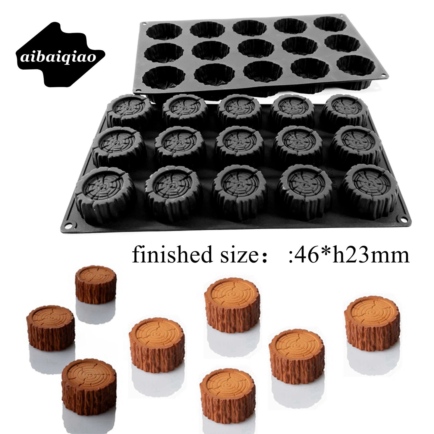 15连树桩甜点慕斯硅胶模茶歇模