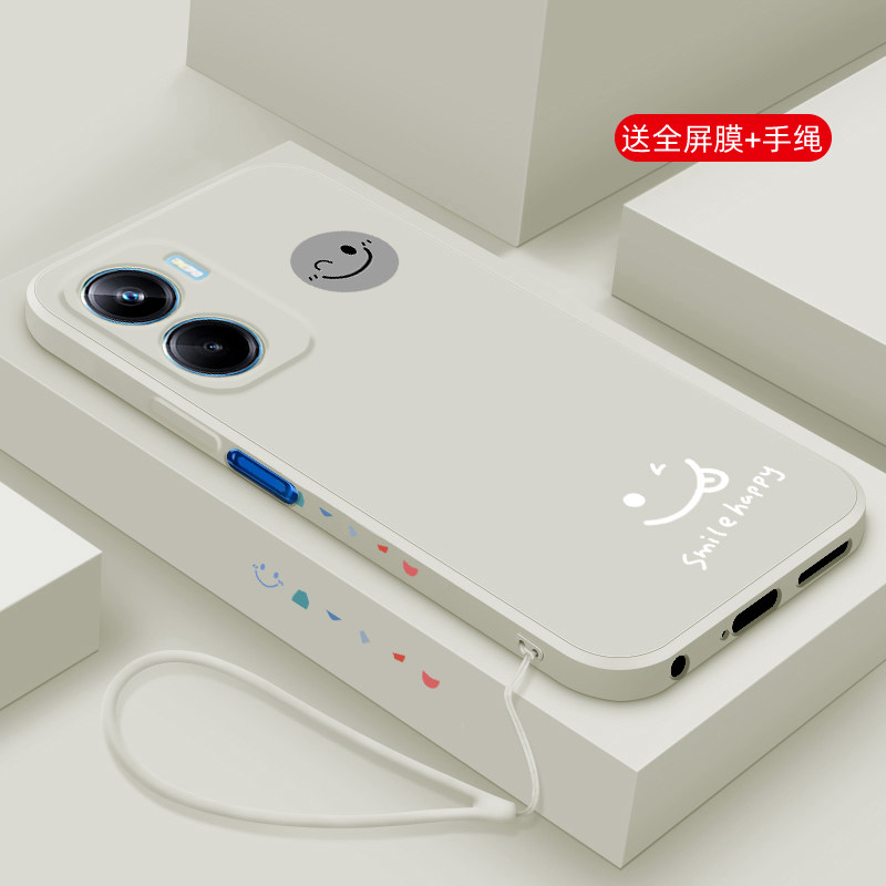适用vivoy35手机壳新款y35M+液态硅胶y33T保护套vivo y33e镜头全包y32t防摔y31s软壳男女生创意卡通网红笑脸