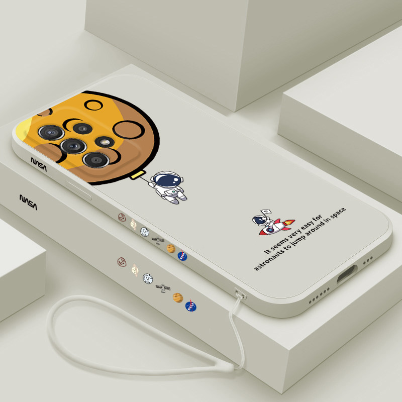 三星A52手机壳5G版直边液态硅胶galaxy a52保护套全包镜头防摔潮牌宇航员超薄磨砂软壳情侣男女款限量版