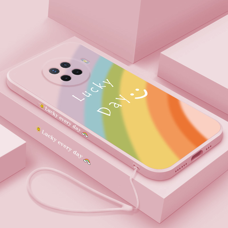 oppoAce2手机壳opporenoace保护套ace新品彩虹笑脸直边液态硅胶超薄外壳简约全包防摔女款个性外壳少女心ins