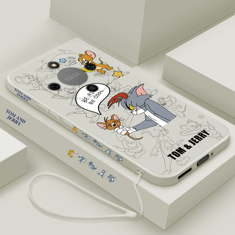 适用荣耀x70手机壳新款华为honorX70i液态硅胶软壳x7O镜头全包防摔保护套5G男女生潮牌卡通时尚外壳猫和老鼠