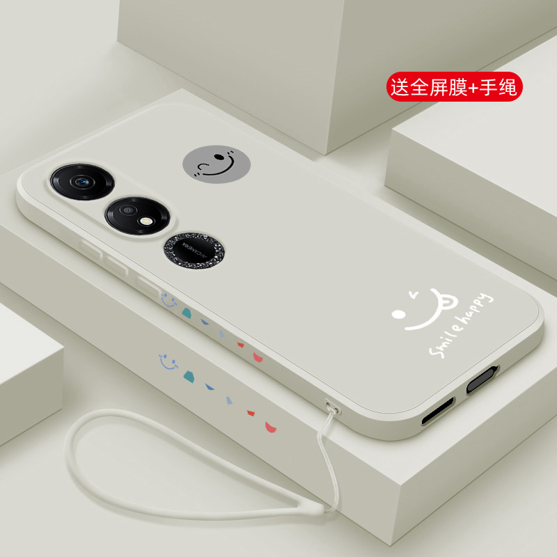 适用荣耀畅玩40plus手机壳新款40c液态硅胶40s保护套畅玩30m镜头全包20pro防摔9A软壳honor男女卡通网红笑脸