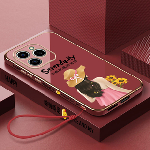 荣耀60se手机壳女款不期而遇华为60se全包防摔电镀直边硅胶保护软套GIA-AN00网红情侣可爱男5g潮新款侧边打印