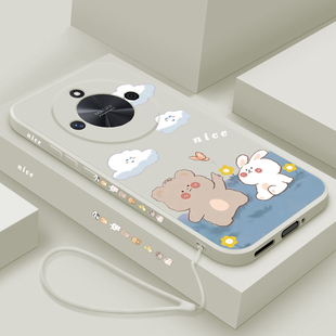 适用荣耀X50手机壳新款华为honor x50i+液态硅胶保护套X50GT软壳男女生x50pro全包边叉x50i防摔外壳小熊小兔