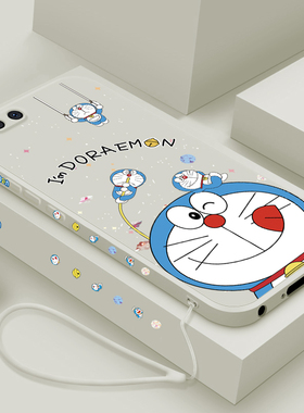 适用小米note3手机壳新款Xiaomi6液态硅胶保护套男女生小米6X镜头全包防摔软壳小米5x个性创意卡通外壳蓝胖子