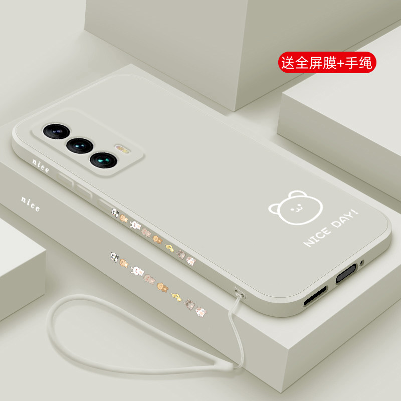 适用魅族18手机壳18x新款Meizu17液态硅胶软壳魅族16s镜头全包16plus防摔16spro保护套男女情侣卡通线条小熊